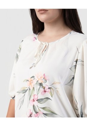 Blusa Manga Tres Cuartos Con Lazos Mujer Curvy  Para Mujer Verde Patprimo