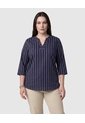 Blusa A Rayas Con Escote En V Mujer Curvy  Para Mujer Azul Patprimo de Patprimo