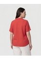 Blusa Texturizada Con Cuello Camisero Mujer Curvy  Para Mujer Rojo Patprimo de Patprimo
