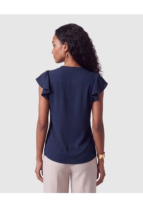 Blusa Cuello Mao Con Boleros Mujer Para Mujer Azul Patprimo