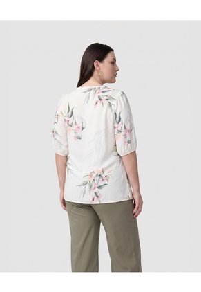 Blusa Manga Tres Cuartos Con Lazos Mujer Curvy  Para Mujer Verde Patprimo