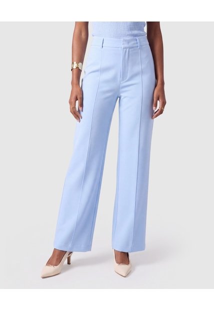 Pantalón Wide Leg Con Costura Mujer  Para Mujer Azul Patprimo