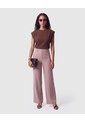 Pantalón Wide Leg Con Costura Mujer  Para Mujer Beige Patprimo de Patprimo
