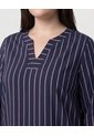 Blusa A Rayas Con Escote En V Mujer Curvy  Para Mujer Azul Patprimo de Patprimo