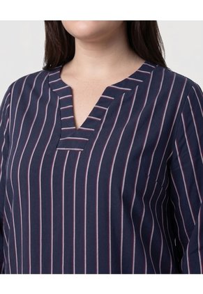 Blusa A Rayas Con Escote En V Mujer Curvy  Para Mujer Azul Patprimo