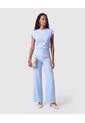 Pantalón Wide Leg Con Costura Mujer  Para Mujer Azul Patprimo de Patprimo