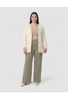 Cárdigan De Punto Con Textura Para Mujer Curvy Para Mujer Crema Patprimo