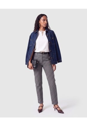 Pantalón Chino Estampado Con Cinturón Mujer  Para Mujer Negro Patprimo