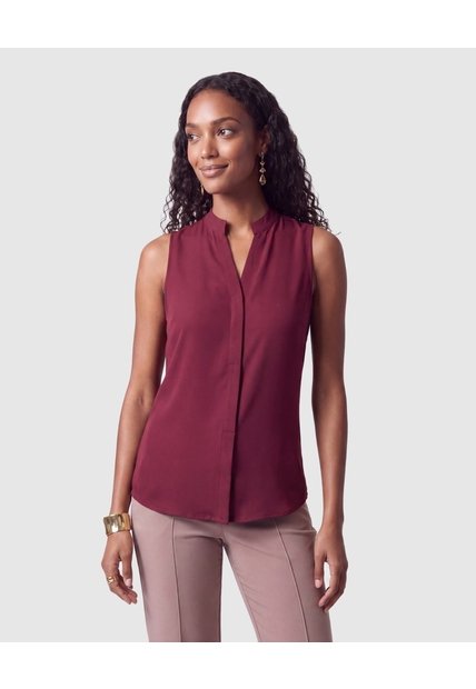 Blusa Cuello Mao Sin Mangas Mujer  Para Mujer Vino Patprimo