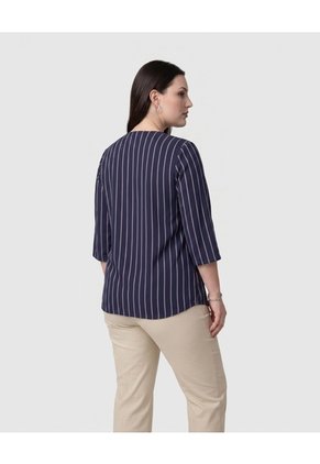 Blusa A Rayas Con Escote En V Mujer Curvy  Para Mujer Azul Patprimo
