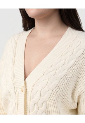 Cárdigan De Punto Con Textura Para Mujer Curvy Para Mujer Crema Patprimo