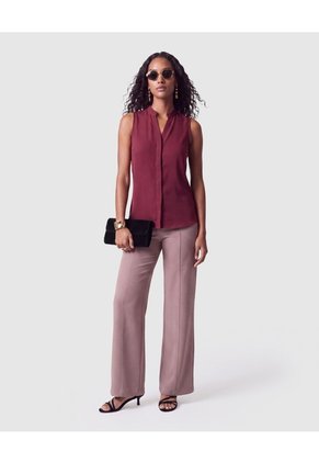 Blusa Cuello Mao Sin Mangas Mujer  Para Mujer Vino Patprimo