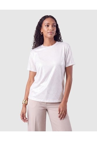 Camiseta Manga Corta Metalizada Mujer  Para Mujer Gris Patprimo Patprimo