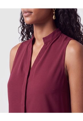 Blusa Cuello Mao Sin Mangas Mujer  Para Mujer Vino Patprimo