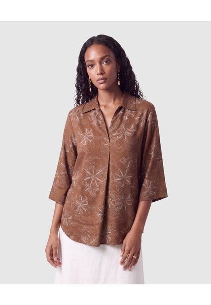 Blusa Manga Tres Cuartos Para Mujer  Para Mujer Café Patprimo