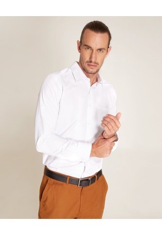 Camisa Unicolor De Manga Larga Hombre  Para Hombre Blanco Patprimo Patprimo