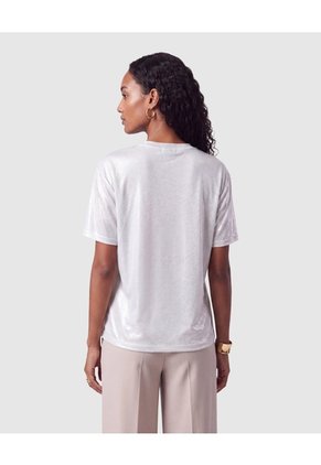 Camiseta Manga Corta Metalizada Mujer  Para Mujer Gris Patprimo