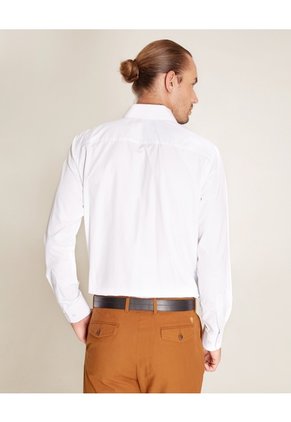 Camisa Unicolor De Manga Larga Hombre  Para Hombre Blanco Patprimo