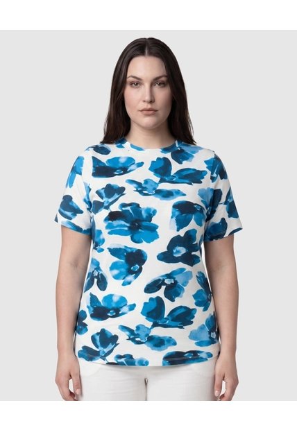 Camiseta Cuello Redondo Estampada Para Mujer Curvy  Para Mujer Blanco Patprimo