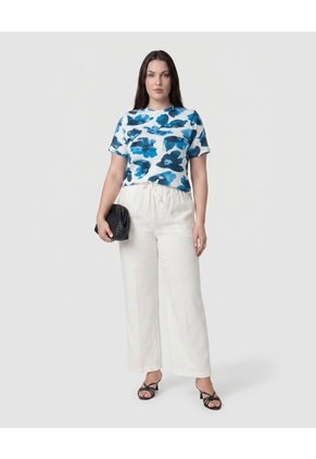 Camiseta Cuello Redondo Estampada Para Mujer Curvy  Para Mujer Blanco Patprimo