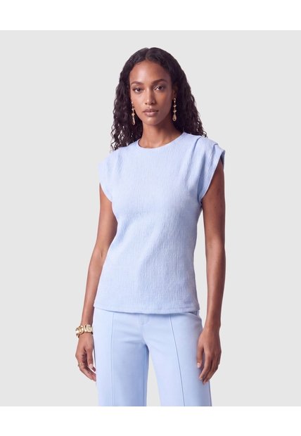 Camiseta De Textura Rib Para Mujer  Para Mujer Azul Patprimo
