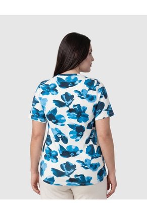 Camiseta Cuello Redondo Estampada Para Mujer Curvy  Para Mujer Blanco Patprimo