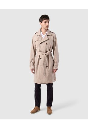 Chaqueta Trench Coat Unicolor  Para Hombre Café Patprimo