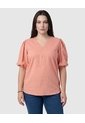 Blusa Cuello V Mangas Bordadas Mujer Curvy  Para Mujer Rosa Patprimo de Patprimo