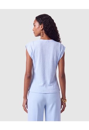 Camiseta De Textura Rib Para Mujer  Para Mujer Azul Patprimo