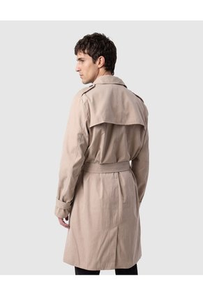 Chaqueta Trench Coat Unicolor  Para Hombre Café Patprimo