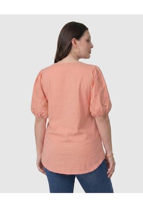 Blusa Cuello V Mangas Bordadas Mujer Curvy  Para Mujer Rosa Patprimo