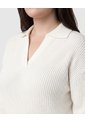 Suéter De Punto Con Cuello Tipo Polo Para Mujer Curvy  Para Mujer Blanco Patprimo de Patprimo