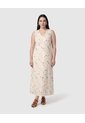 Vestido Largo Estampado De Corte Recto Para Mujer Curvy  Para Mujer Crema Patprimo de Patprimo