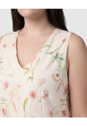 Vestido Largo Estampado De Corte Recto Para Mujer Curvy Para Mujer Crema Patprimo