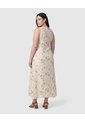Vestido Largo Estampado De Corte Recto Para Mujer Curvy  Para Mujer Crema Patprimo de Patprimo