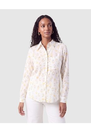Camisa Manga Larga Estampada Mujer Para Mujer Blanco Patprimo