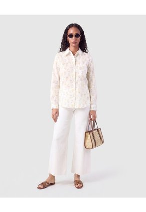 Camisa Manga Larga Estampada Mujer Para Mujer Blanco Patprimo