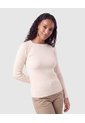Saco Tejido Acanalado Cuello Redondo Mujer  Para Mujer Crema Patprimo de Patprimo