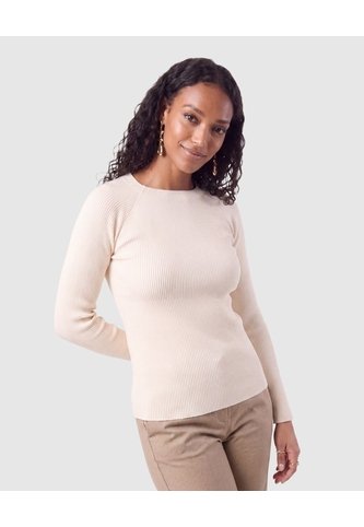 Saco Tejido Acanalado Cuello Redondo Mujer  Para Mujer Crema Patprimo Patprimo