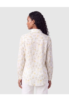 Camisa Manga Larga Estampada Mujer Para Mujer Blanco Patprimo