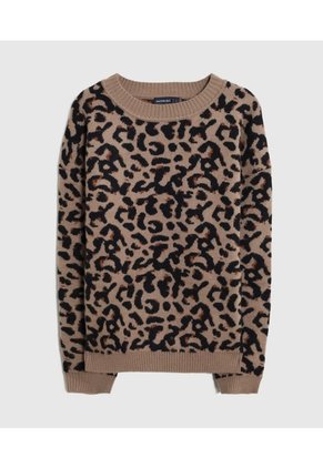 Saco Tejido Cuello Redondo Para Mujer Para Mujer Café Patprimo