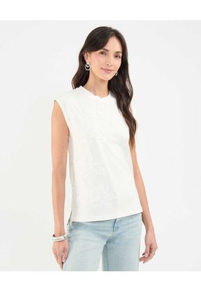 Camiseta Para Mujer Manga Sisa Cuello Redondo Color Crema Marca Patprimo #30093642