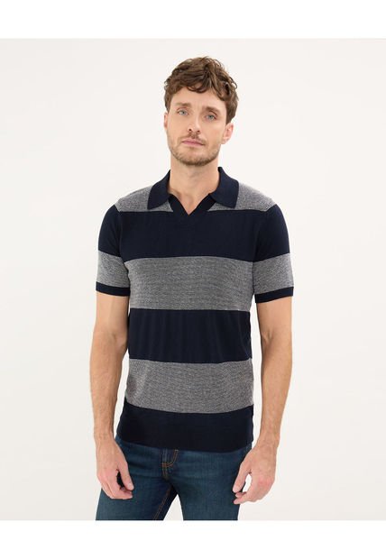 Polo Para Hombre Cuello Tejido Sin Bolsillo Color Azul Oscuro Marca Patprimo #44112643