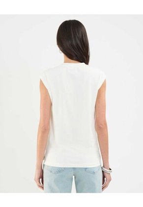 Camiseta Para Mujer Manga Sisa Cuello Redondo Color Crema Marca Patprimo #30093642