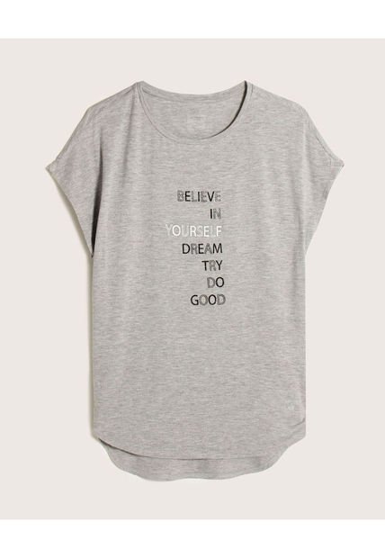 Camiseta Para Mujer Manga Corta Color Gris  Marca Patprimo #30093109