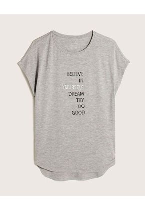 Camiseta Para Mujer Manga Corta Color Gris Marca Patprimo #30093109