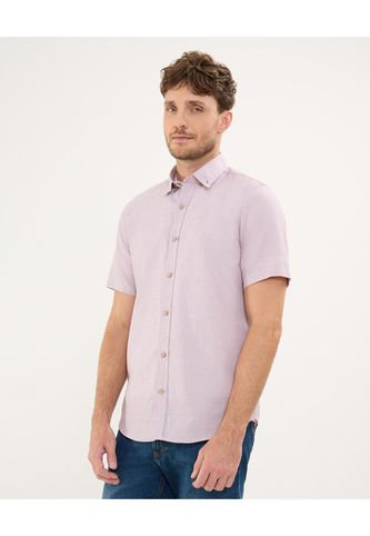 Camisa Para Hombre Manga Corta Sin Bolsillo Cuello Button D Color Morado Marca Patprimo #44013086 Patprimo