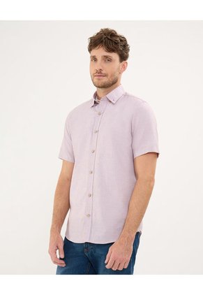 Camisa Para Hombre Manga Corta Sin Bolsillo Cuello Button D Color Morado Marca Patprimo #44013086