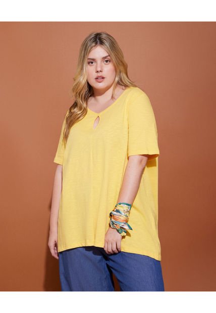 Camiseta Para Mujer Manga Corta Color Amarillo  Marca Patprimo #14091337