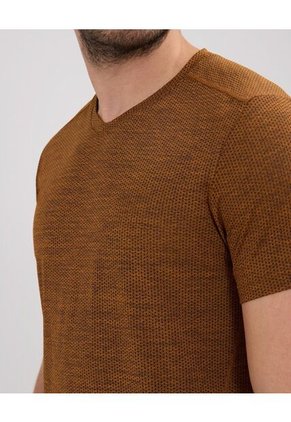 Camiseta Camiseta Manga Corta Cuello V  Para Hombre Café Patprimo